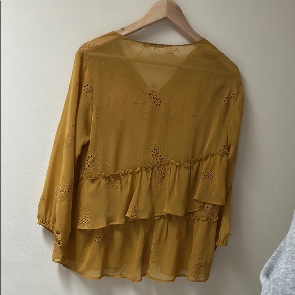 Zara Women's Mustard Button-Up Blouse - Picture 2 of 3